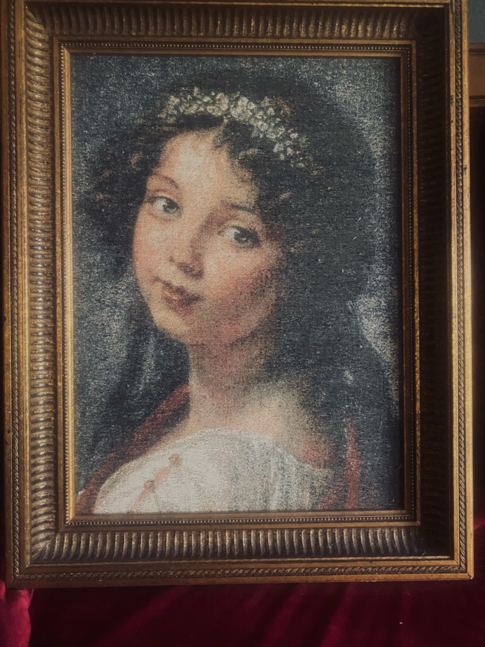 Moody maximalist  renaissance woman  portrait Wall Art Baroque Gold frame